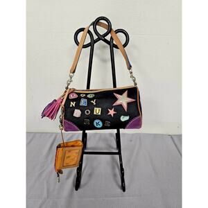 Dooney & Bourke Black Vintage y2k 90s #2 Leather Shoulder Party Purse and Wallet
